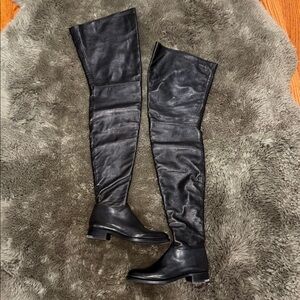 Prada Black Over-the-Knee Leather Boots